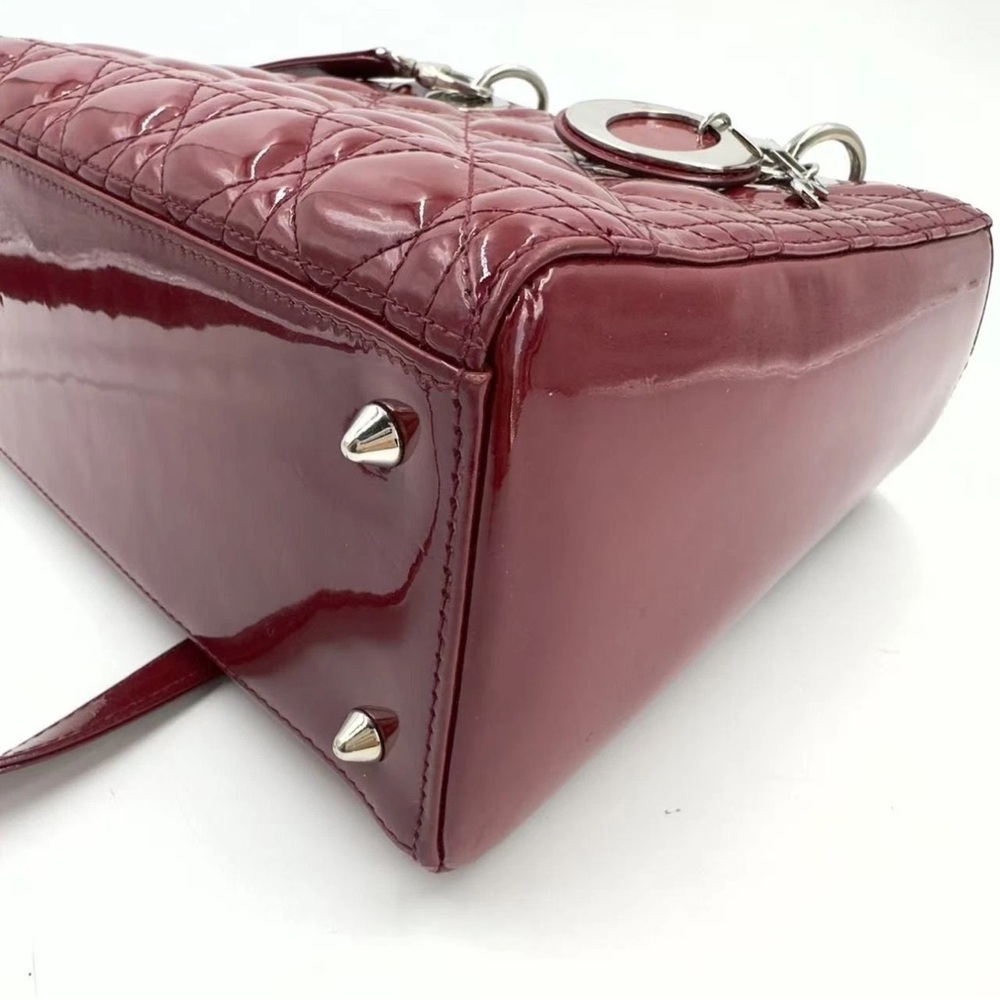 Dior Glossy Red Quilted Satchel - Picture 8 of 11